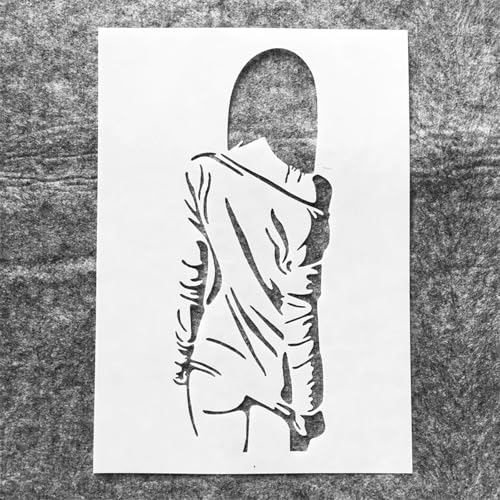 TIAMECH A4 Reusable Shy Dress Girl Stencil for Painting - style: Shy Dress Girl
