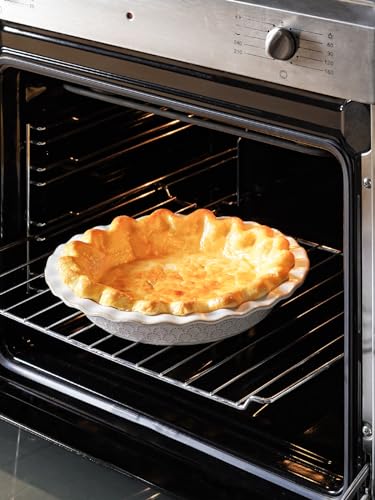 LE TAUCI Ceramic Pie Pans for Baking, 9 Inch Pie Plate for Apple Pie, Round Baking Dish, 36 OZ Deep Dish Pie Pan - Set of 1, Fireworks, Arctic White