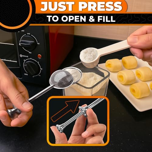 Stainless Steel Flour Duster for Bread Baking, 7", Spring Handle - size: 7-Inch Flour Duster
