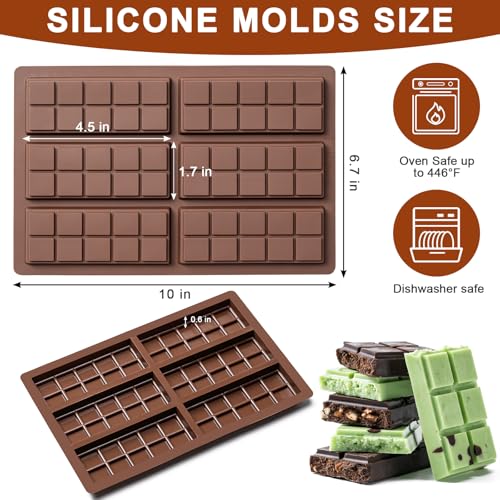Chocolate Bar Mold，Non-Stick Chocolate Molds，100% Food Grade Silicone Mold (Pack of 2) - size: 10 Snap (Pack of 2)