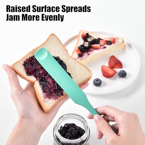 Doosu Silicone Jar Scraper Spatula Long Handle for Peanut Butter (Aqua Sky) - color: Aqua Sky, size: 9.7in (jar spatula)