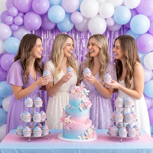 300PCS Gradient Cupcake Liners Blue Pink Ombre Paper Baking Cups Mermaid Themed Muffin Cupcake Wrappers for Bridal Shower Wedding Baby Shower Gender Reveal Birthday Party Cake Decor - style: 300 Counts