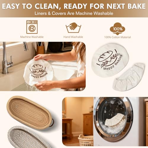 Proofing Basket Banneton Bread Baskets Sourdough Proofing Basket 2Pcs Oval - color: A4-Brown