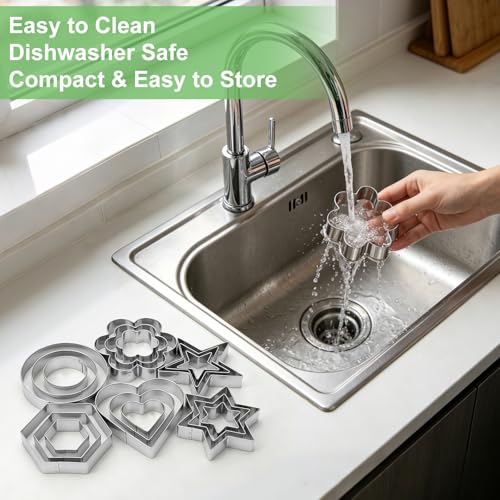 Cookie Cutters Set with Storage Box-3 Sizes 6 Shapes-Large Small Mini