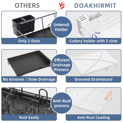 Dish Drying Rack,Space Saving Dish Drainer for Kitchen Counter & Sink,White - color: White