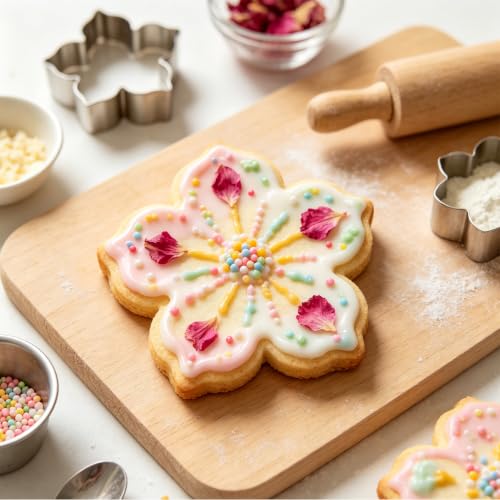Flower Cookie Cutter Set - 6Pcs Flower Shaped Cookie Cutter, Stainless Steel Cookie Cutters, Baking Tool for Homemaking Cookie, Sandwiches, Cake, Fruit - color: C