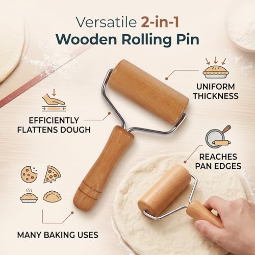 T Shape Pastry Roller, Fondant Bakery for Kitchen Pin Pastry Tool Dough Roller Wooden Multifunction Cookie Pizza Rolling Pin Pasta Hand Chapati(1) - color: 1