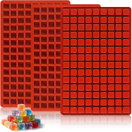 3Pcs 126-Cavity Square Hard Candy Molds Silicone for Candy, Mini Square Silicone Molds for Caramels, Gummy, Chocolate, Ice Cubes - color: 126-Cavity Square