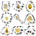 9 PCS Bee Cookie Cutters Set, Stainless Steel Honeycomb Honey Jar Flower Shaped Cookie Cutter Honeybee Biscuit Cutters Molds Baking Molds for DIY Crafts Spring Bee Party Homemade Treats Baking - color: Bee
