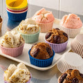 10 Pack Reusable Silicone Baking Cups - Nonstick Cupcake Liners & Stand-Alone Muffin Molds,10 Designer Colors