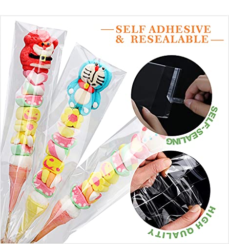 100 pcs 1" x8" Long Clear Resealable Cellophane Bags Self Sealing Treat Bags Cookie Bags with Adhesive Flap Gift Wrap Poly Bags Plastic Packaging 1.4 mil - size: 1x8 inch (Pack of 100)