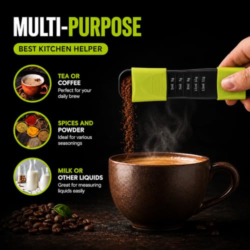 GOCHA Gadgets Adjustable Measuring Spoon, Double Ended, 9-in-1, Black Green - color: Black Green