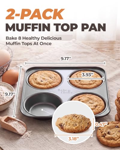 Bake Choice Muffin Top Pan, 4-Cup Hamburger Bun Pan, 4' Baking Pan 2 Pack