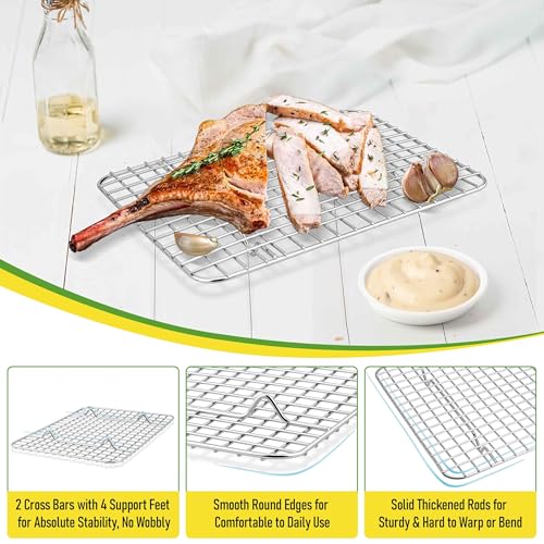 Homikit 8.7"x6.3" Stainless Steel Mini Cooling Rack Set Fit 9x7 Sheet Pan - size: 8.7" x 6.3"