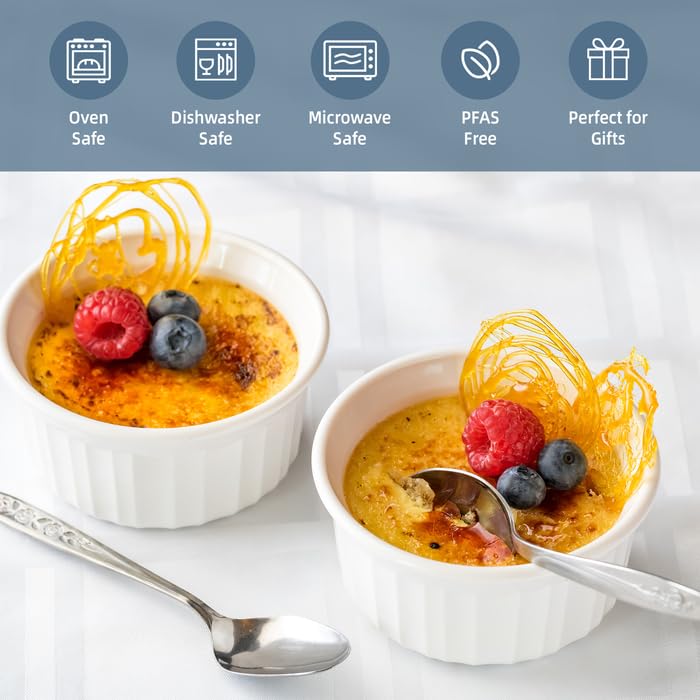 Nuwave Ceramic Ramekins 4oz Set of 6, Ivory White - size: 4oz Ramekin (Pack of 6)