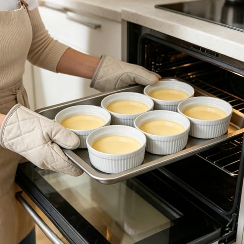 Cinf White Ceramic Ramekins, Set of 6, 10oz Soufflé Baking Cups - color: White-6Pack, size: 10oz-Individual Serving