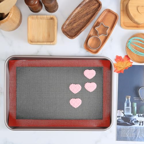 Perforated Silicone Baking Mat for Jelly Roll Pan, Non-Stick Eclair Baking Mat for 10 x 15-inch Tray Pan, 2 Pcs Mesh Cookie Sheet Liner for Homemade Bread, Sugar Cookie and Pastry - size: (14.5'' x 9.6'') Jelly Roll