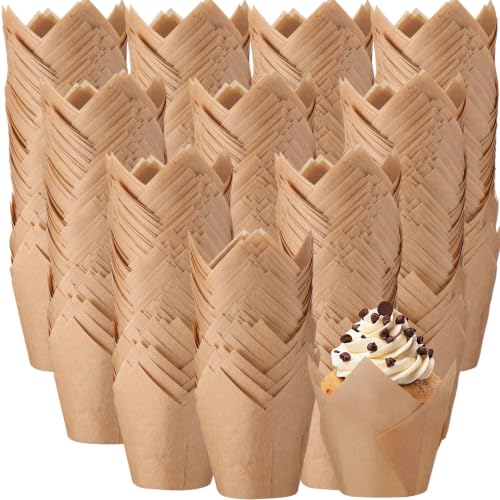 1600 Pcs Tulip Cupcake Liners Bulk, Brown, Classic - color: Brown, size: Classic
