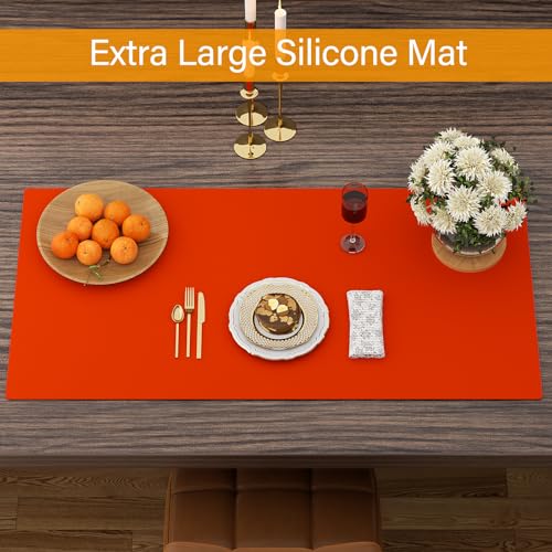 Silicone Protector Mat 47x24 Inch,Orange - color: Orange