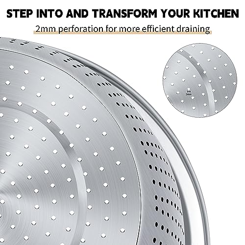 Gulex Colander Stainless Steel 3-quart with Bowls,Strainer for Kitchen(2PC) - color: Black, size: 3QT