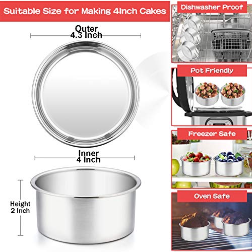 TeamFar 4 Inch Cake Pan, 6 Pcs Stainless Steel Round Baking Cake Pans Set - size: 4 Inch