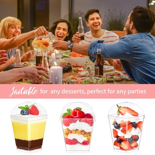 Kucoele 50 Pack 5 oz Dessert Cups with Lids and Spoons