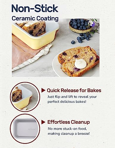 LeGourmet Nonstick Bread Loaf Pan 9 X 5 Inch, Ceramic Coating, Non-Toxic, Rust Resistant Aluminized Steel, Perfect 1 lb Baking Dish for Meatloaf, Pound Cake & Brownie (Rosemary) - color: Rosemary