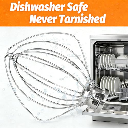 K45WW Whisk Attachment for KitchenAid 4.5 & 5 Qt Tilt-Head Mixers - Dishwasher Safe 6-Wire Stainless Steel Whip - Upgraded Heavy Duty Design for Fast Whipping Cream, Eggs, Frosting - size: Small(K45WW)