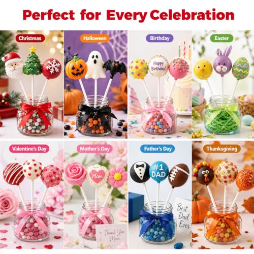 600Pcs Lollipop Stick, 6IN Cake Pop Sticks with Clear Treat Bags & Red Twist Ties, Cake Pops Making Tools for Lollipops, Candies, Chocolates Cookies - color: Red 600Pcs