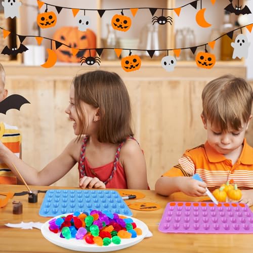 Palksky Skull Gummy Silicone Mold Sugar Chocolate Candy Molds,Skull Silicone Mold for Gummies for Kids,Halloween Jello Molds，(4PCS) - color: 4Pcs Skull Molds