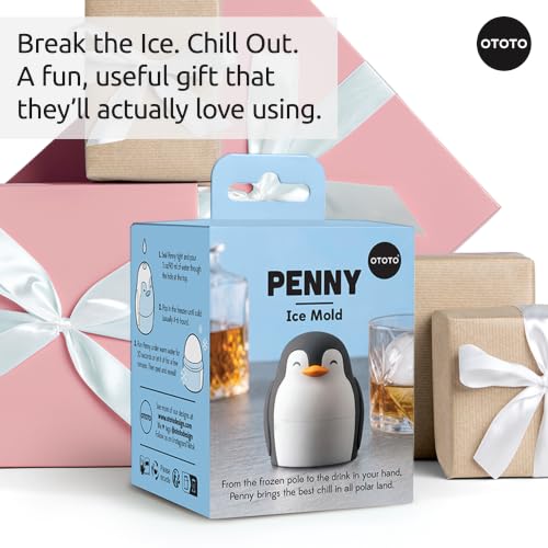 OTOTO Penny Penguin Ice Ball Maker, Sphere Ice Mold - White Elephant Gifts