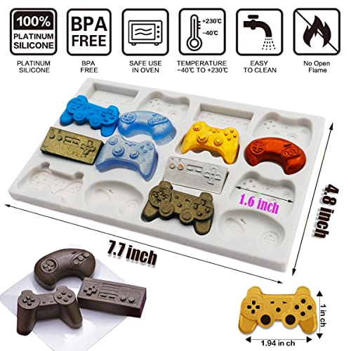 SAKOLLA Game Controller Silicone Molds, 16 Cavity Video Game Controller Molds for Chocolate, Candy, Cake Decoration, Cake Pops, Resin - color: Gray