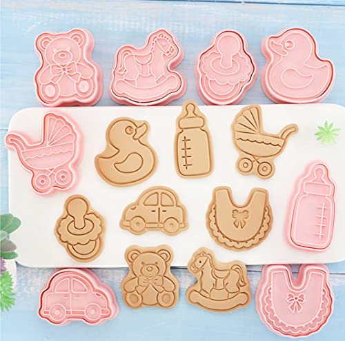 8pcs Cute Baby Shower Cookie Cutters,Newborn party Cookie Stamps (Baby) - color: Baby