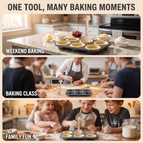 Woodiness Tart Tamper Pastry Tamper Double Side Wooden Egg Tart Tamper Mold DIY Cake Pastry Pusher for Kitchen Party Baking Tools, Pie, Tart and Quiche Pans