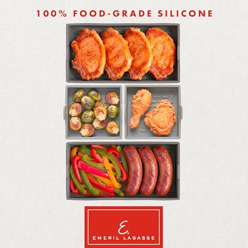 Emeril Lagasse Air Fryer Liners (4-Piece Reusable Silicone Set), Nonstick Silicone Air Fryer Oven Liners Compatible with Emeril Lagasse 25QT & 26QT Air Fryer Oven, Dishwasher Safe – Red - color: Red