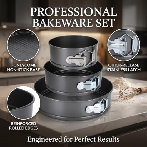 CARGEN Baking Pans Set of 3 Springform Pan for Cheesecake, 6" 7.6" 10" Size