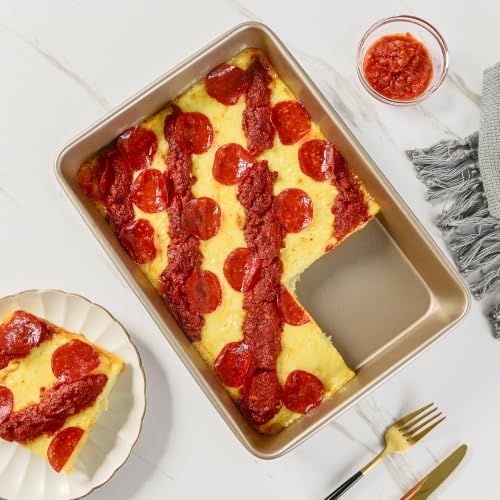 13 Inch Rectangle Cake Pan Carbon Steel Nonstick Detroit Style Pizza Pan - size: 13" Deep Rectangle