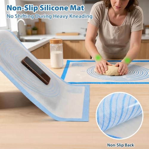 Nonstick Silicone Pastry Baking Mat Large with Measurements 16''By 20'' - color: Blue, size: 20"L x 16"W