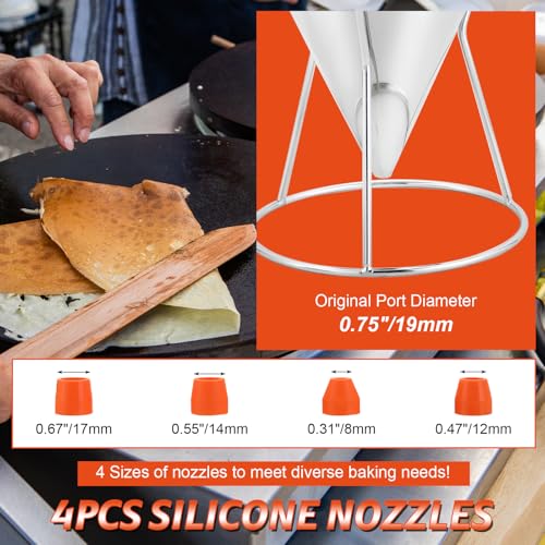 NATGAI 40OZ Stainless Steel Pancake Batter Dispenser with Stand & Nozzles - size: 1200ML/40OZ with 4PCS Silicone Nozzles