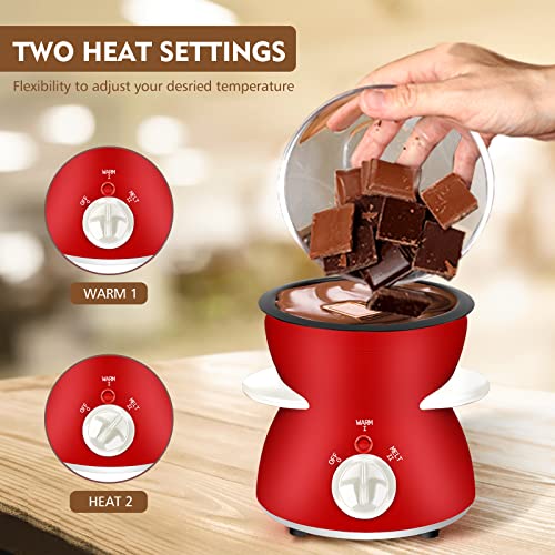 Fondue Pot Set, Mini Electric Fondue Pot Set for Melting Chocolate Cheese, Chocolate Meting Pot fondue maker with Dipping Forks For Holiday Christmas Birthday Gift - color: Red