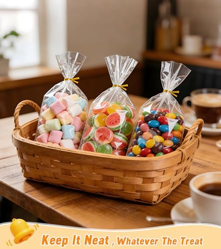 Flat Bottom Cellophane Bags with Twist Ties, 100 Pcs 5x3x12 Inches Cellophane Wrap for Gift Clear Cello Bags Flat Bottom Clear Treat Bags Plastic Packaging for Cookie Candy Goodie (No Side Gusset) - size: 5×3×12 Inch(Pack of 100)