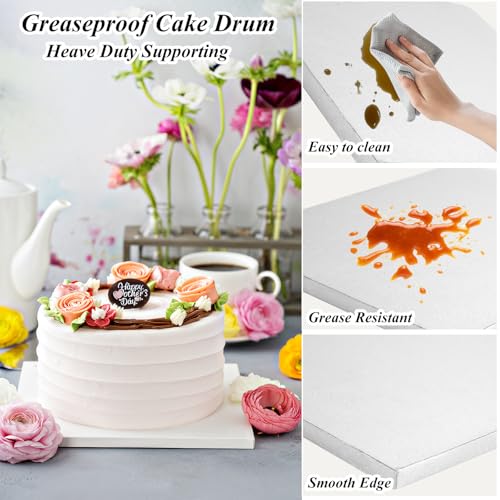 10 PCS Square Cake Drum 12 Inch Square Cake Board 1/2 Inch Thick Silver Cake Drum for DIY, Decorating, Baking Supplies