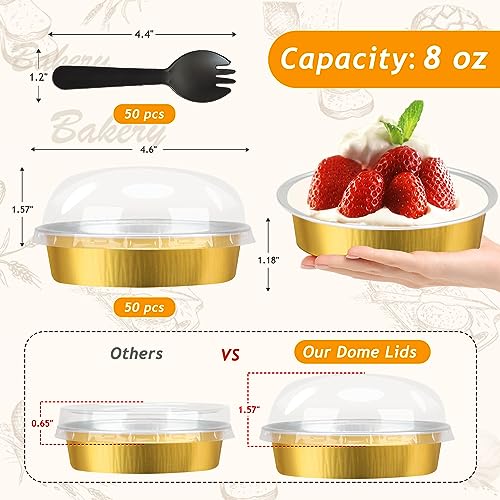 LNYZQUS 8oz Mini Pie Tins with Lids 50 Pack, 4 Inch Individual Cake Pans - color: Gold