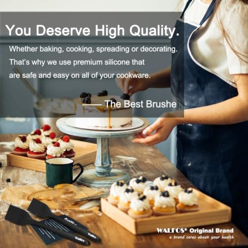 Walfos 600°F Heat Resistant Silicone Basting Brushes BPA Free Pastry Brush, Spread Oil Butter Sauce for BBQ Grill Baking Kitchen Cooking, Dishwasher Safe (2 SIZE) (Pack of 2) - color: Black, size: Large + Small (Pack of 2)