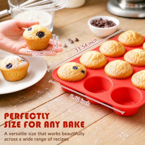 HKNMTT 2Pcs Silicone Muffin Pans for Baking 12Cups BPA-Free Egg Bites Mold - style: Muffin Pans 2PCS