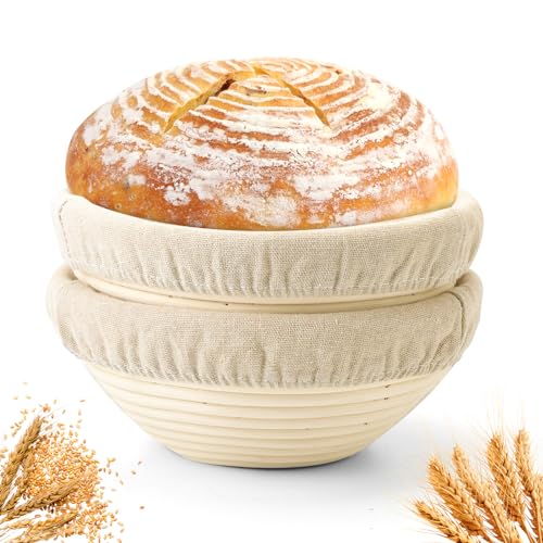 Sourdough Banneton Bread Proofing Basket, 9" Round, Set of 2 - size: 9Inch