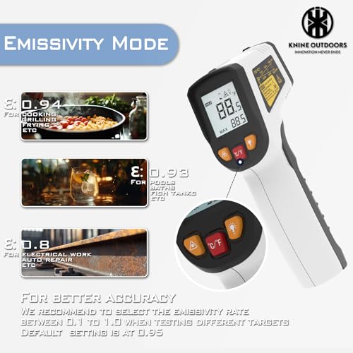 KNINE OUTDOORS Infrared Thermometer Gun, -58℉ to 1112℉ - color: White