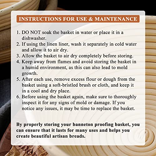 Banneton Bread Proofing Baskets, Set of 2, 9-Inch Round & 10-Inch Oval - size: 9'' round+10''oval