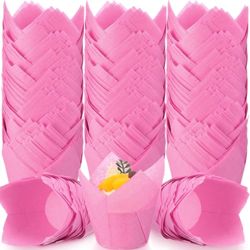 600 Pcs Tulip Cupcake Liners, Solid, Hot Pink - color: Hot Pink