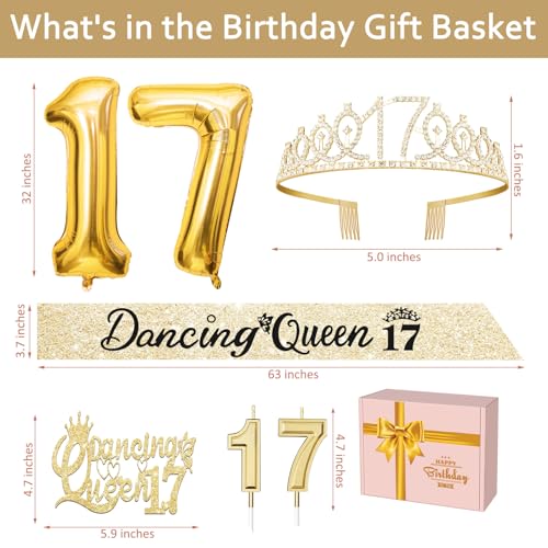 YeohJoy Gold 17th Birthday Decorations for Girls - style: 17th